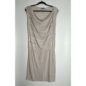 Derek Lam For Design Nation Rio Cap Sleeve Striped Dress Linen Black Cream XS‎
